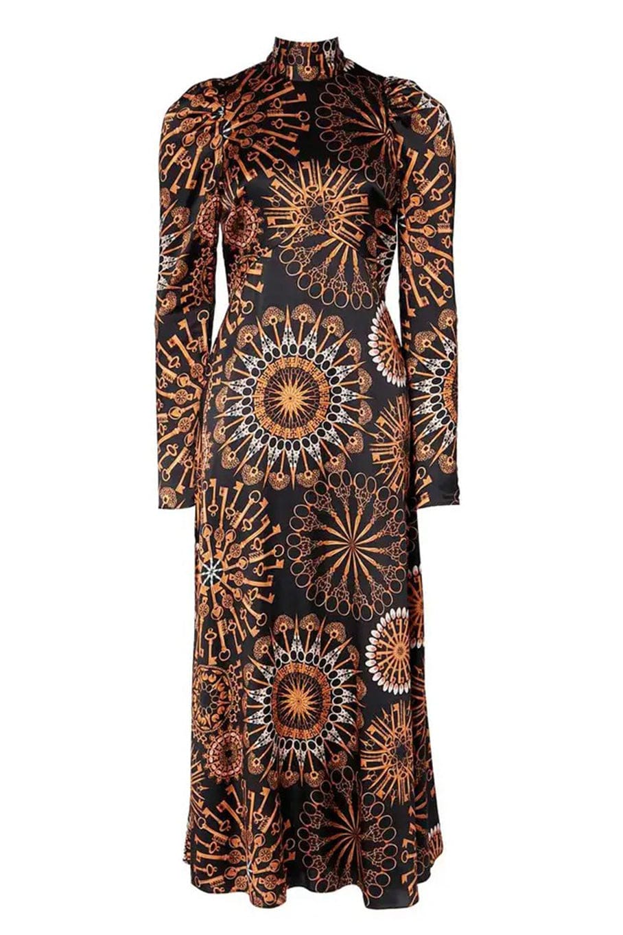 TEMPERLEY LONDON-Printed Tie Dress-BLACKMIX