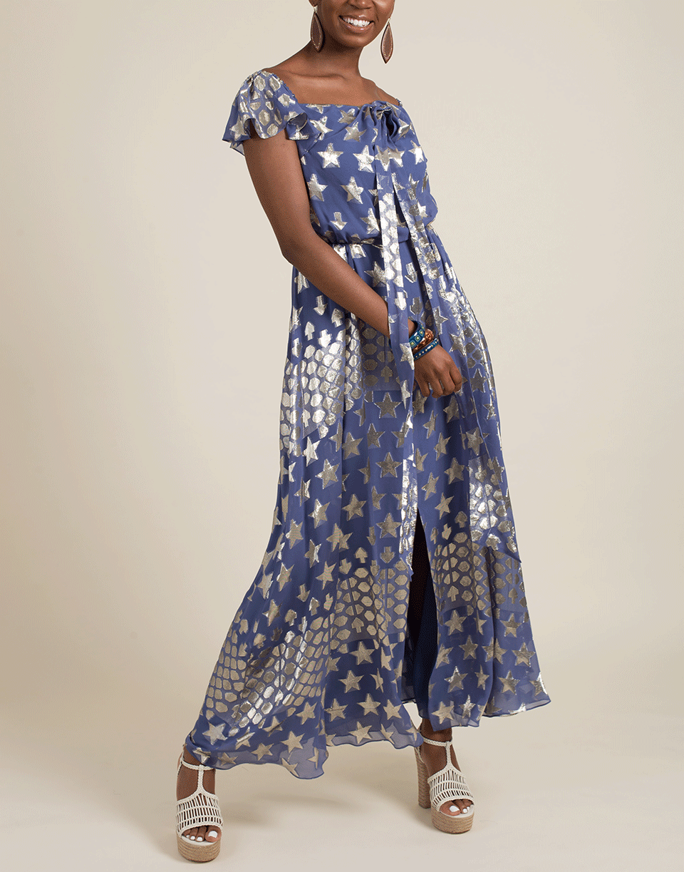 TEMPERLEY LONDON-Hetty Off Shoulder Dress-BLUEBELL