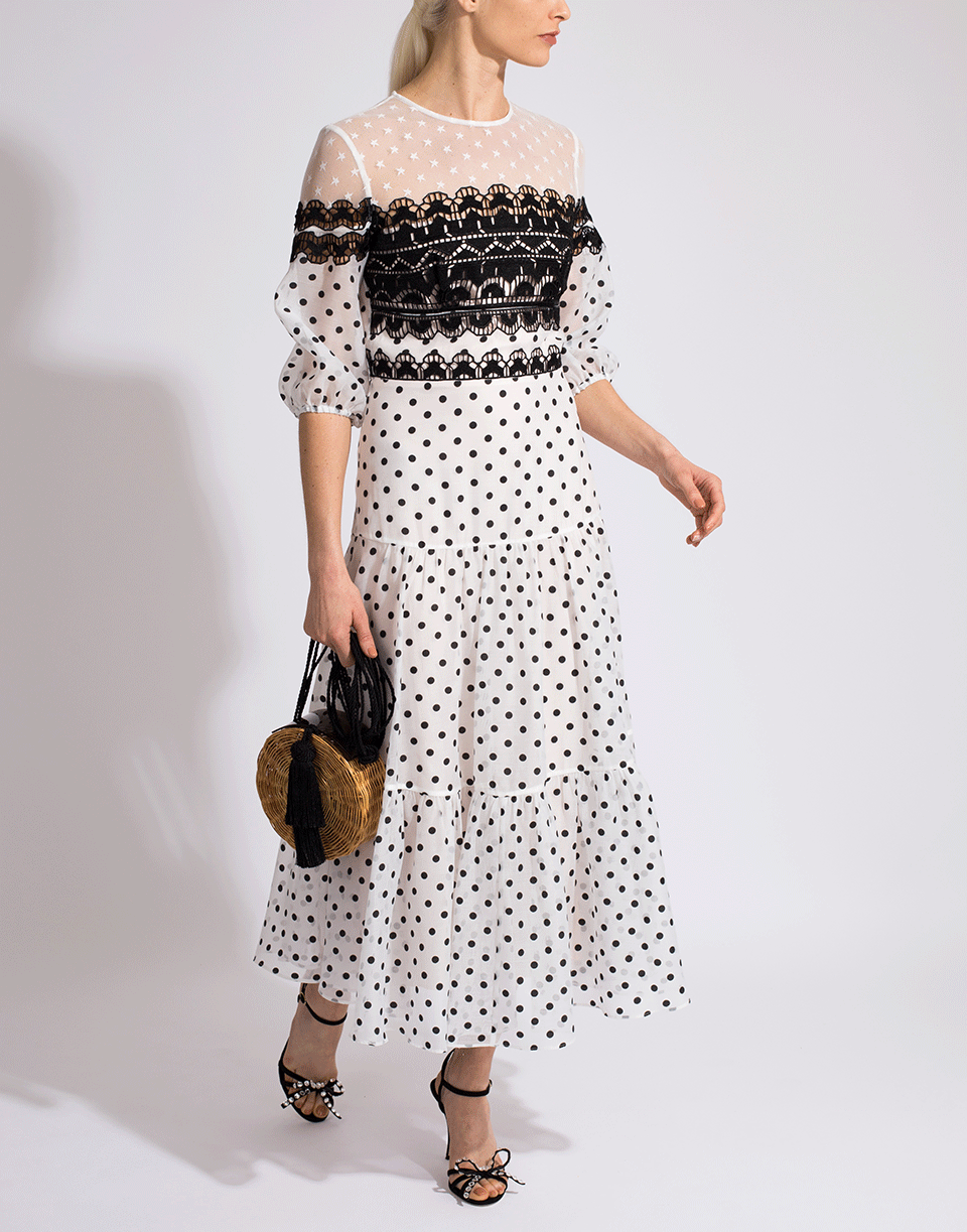 TEMPERLEY LONDON-Prix Polka Dot Midi Dress-WHITE