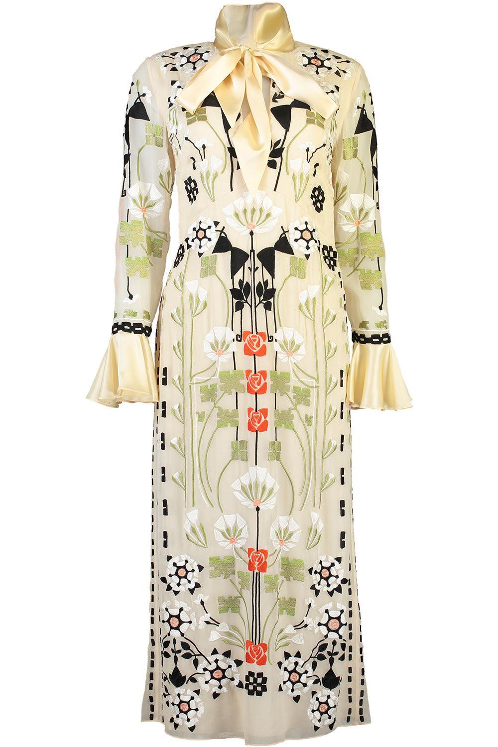 Casa Tie Midi Dress - Sand-SAND-4-CLOTHINGDRESSCOCKTAIL-TEMPERLEY LONDON