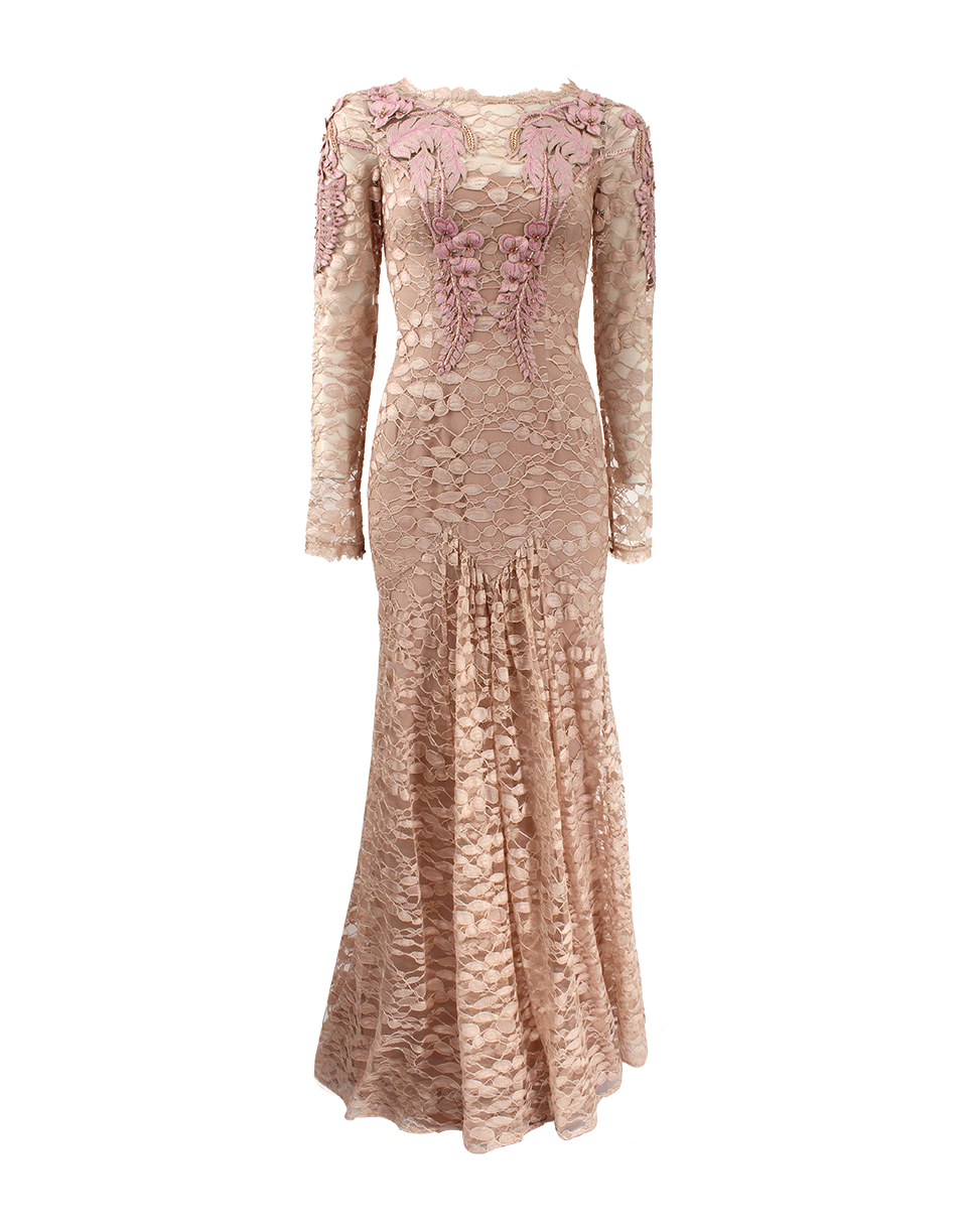 TEMPERLEY LONDON-Aven Tattoo Lace Gown-NUDE