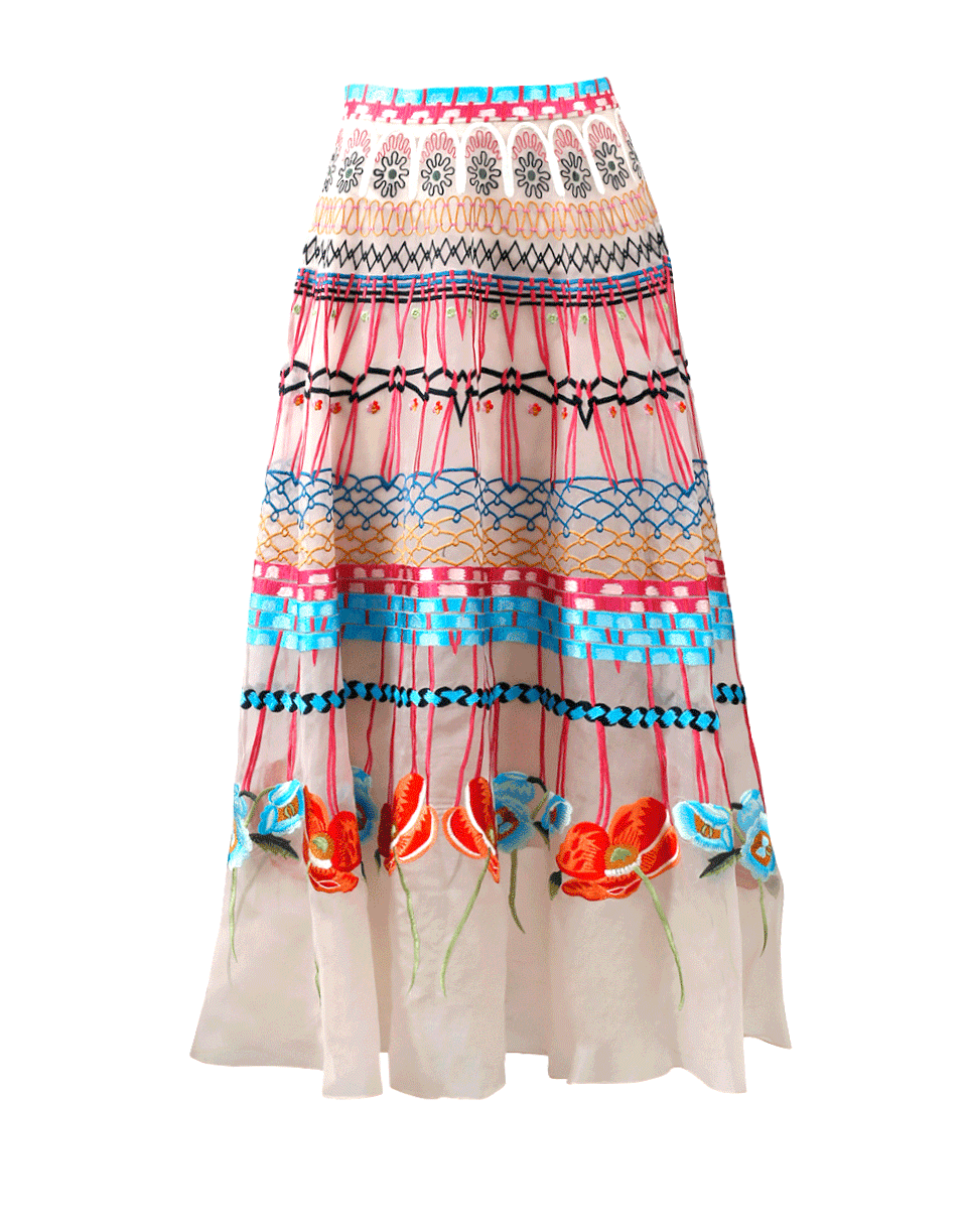 TEMPERLEY LONDON-Aura Embroidered Skirt-ALMOND
