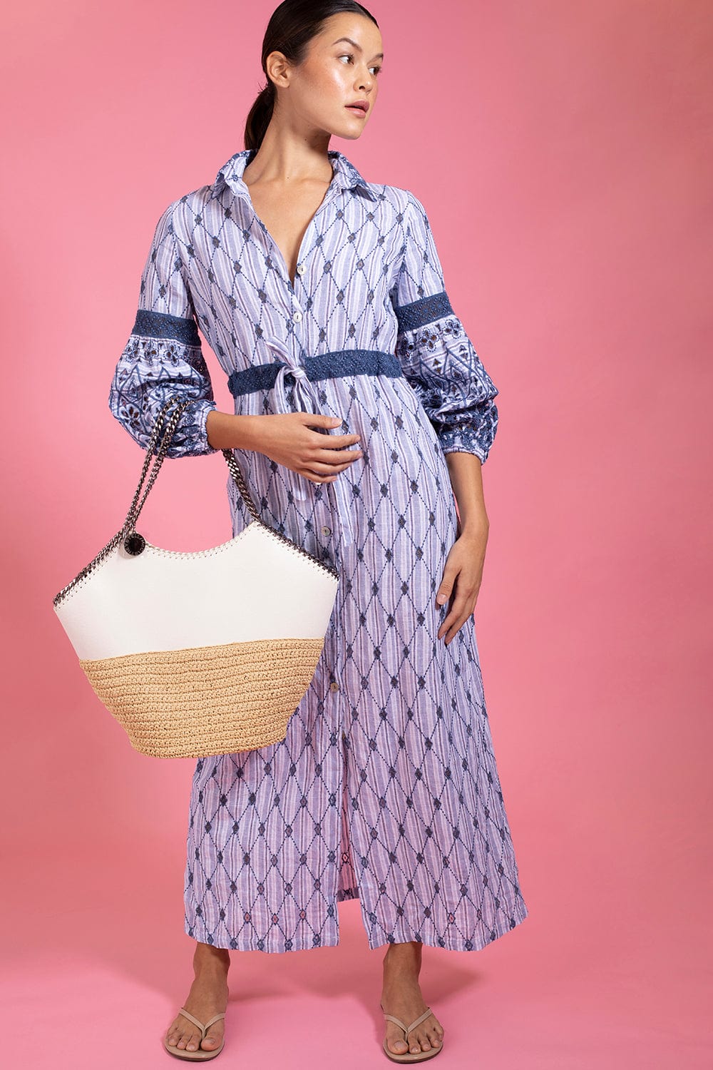 TEMPTATION POSITANO-Aura Long Sleeve Shirt Dress-