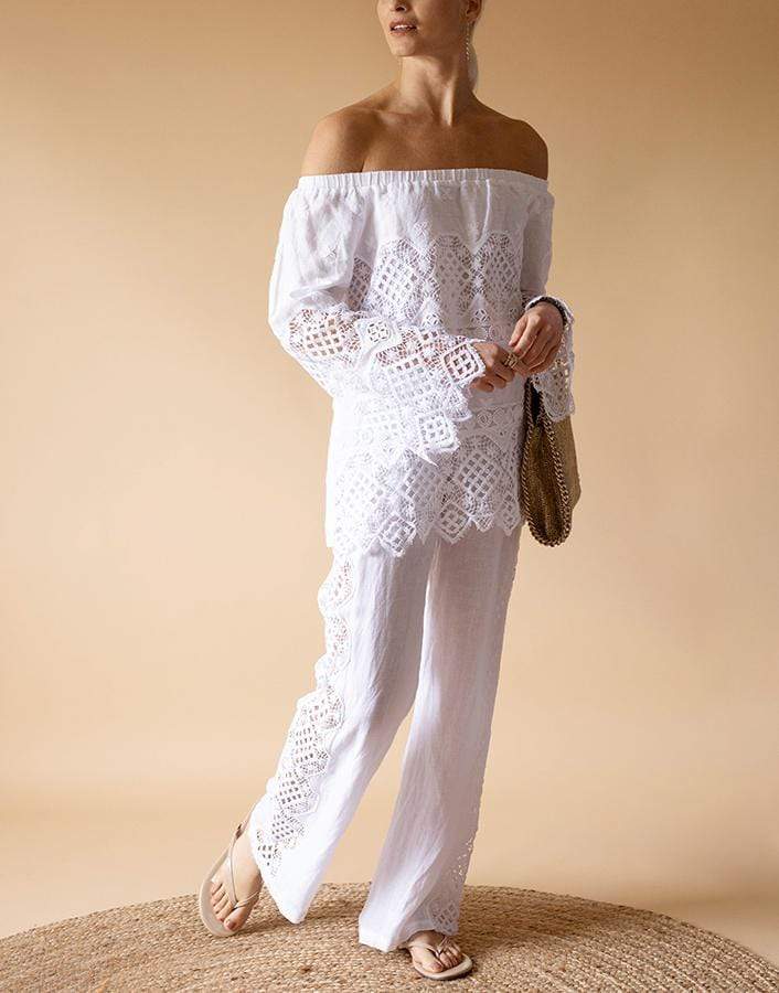 TEMPTATION POSITANO-Azul Pull On Linen Pant-