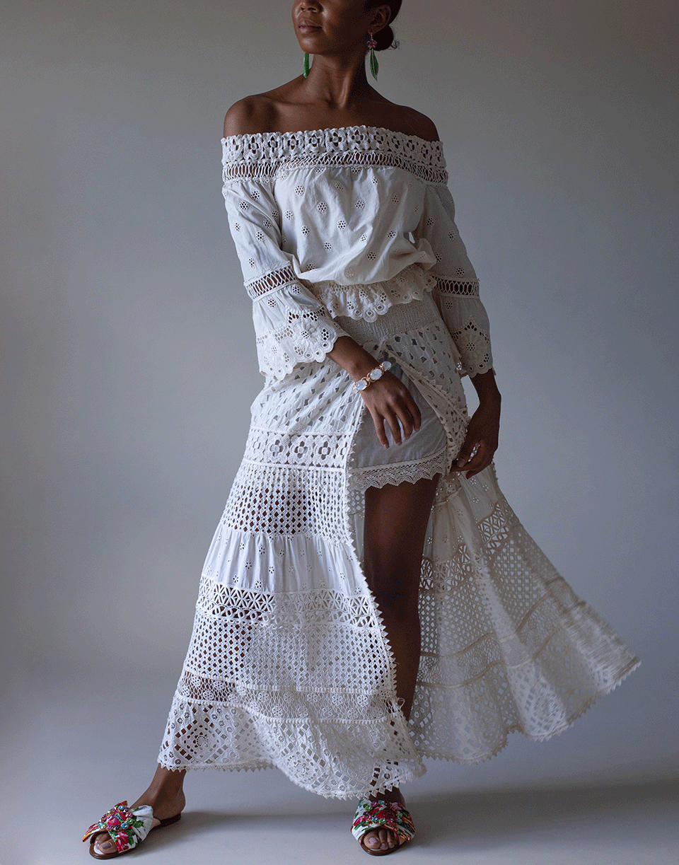 TEMPTATION POSITANO-White San Paolo Open Front Skirt-