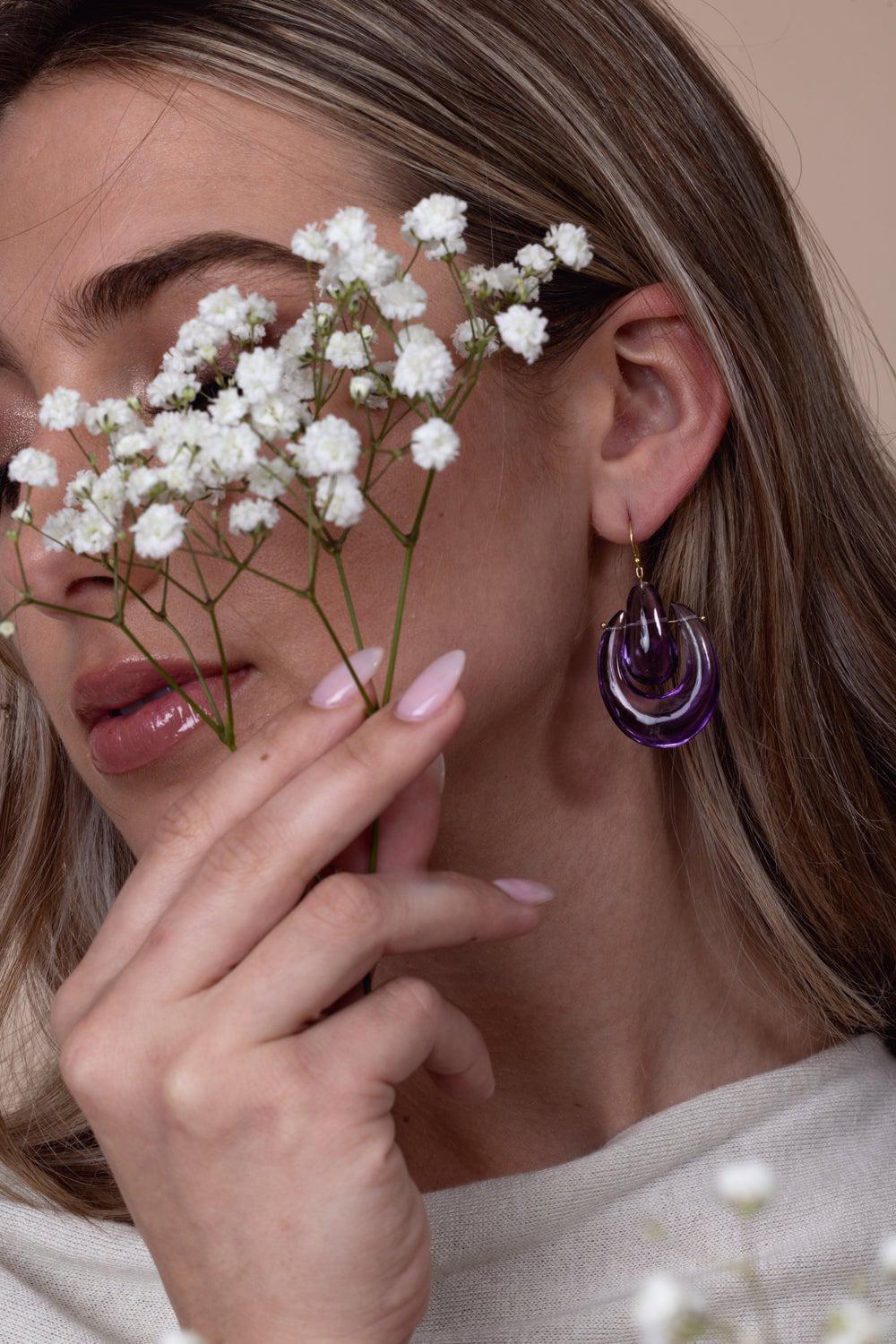 TEN THOUSAND THINGS-Amethyst O'Keefe Earrings-YELLOW GOLD