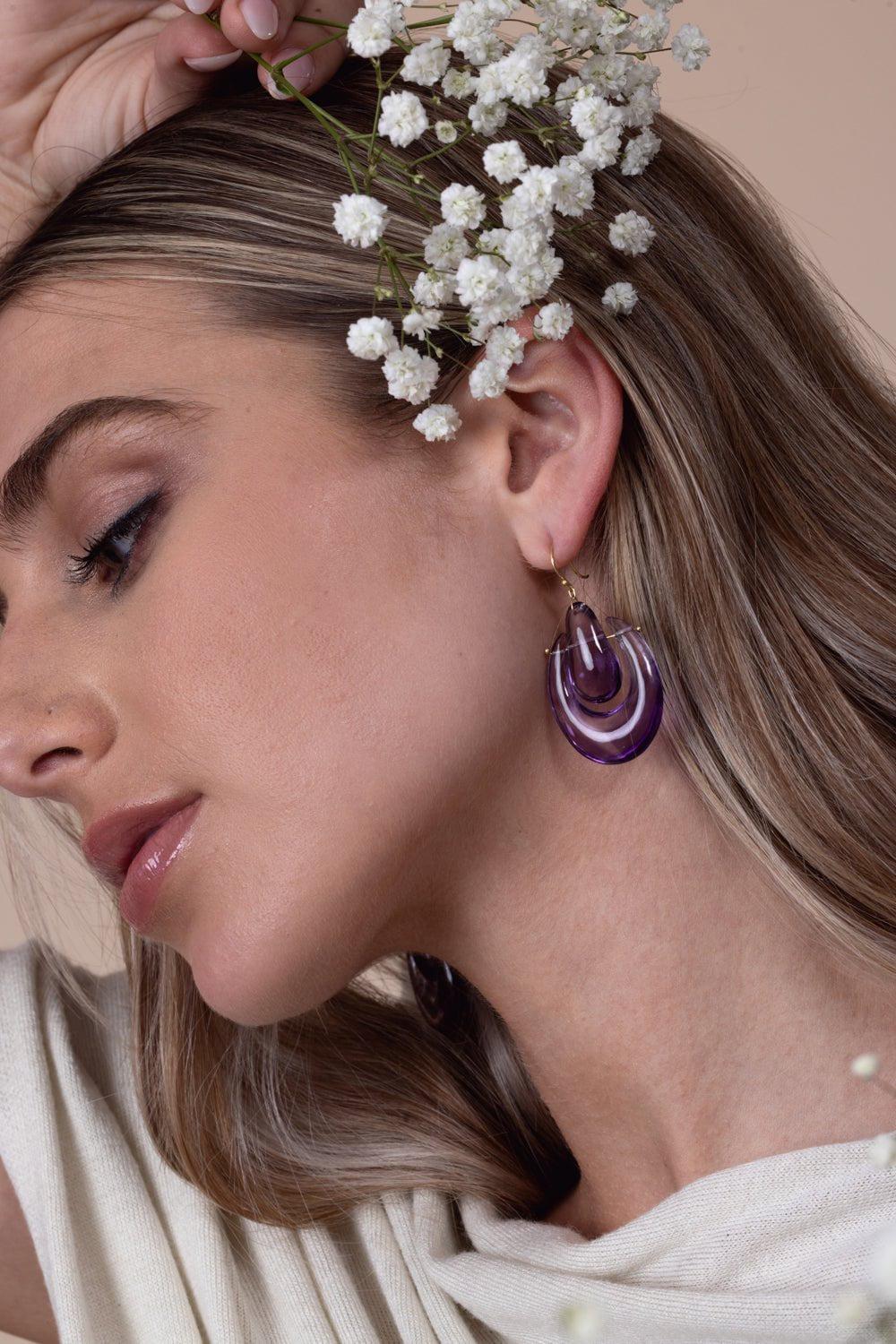 TEN THOUSAND THINGS-Amethyst O'Keefe Earrings-YELLOW GOLD