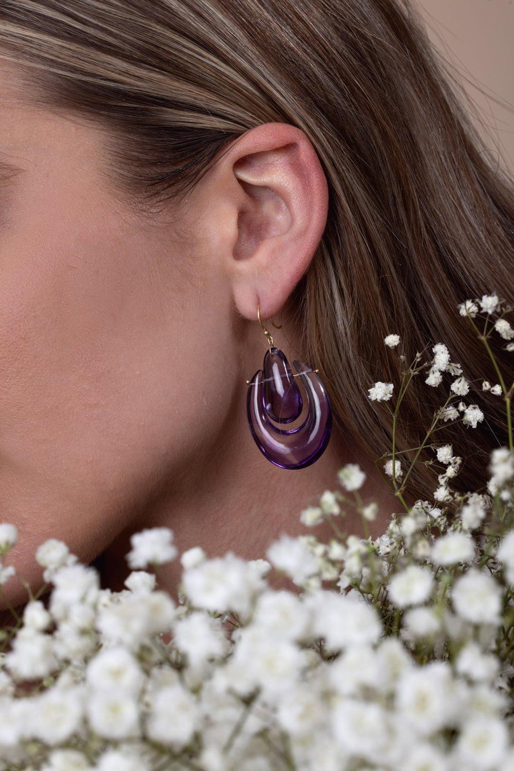 TEN THOUSAND THINGS-Amethyst O'Keefe Earrings-YELLOW GOLD