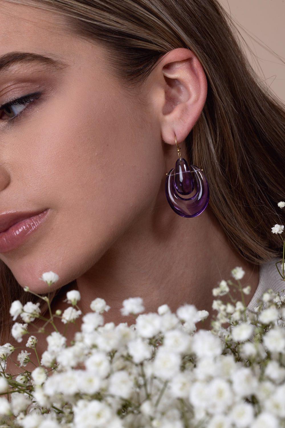 TEN THOUSAND THINGS-Amethyst O'Keefe Earrings-YELLOW GOLD