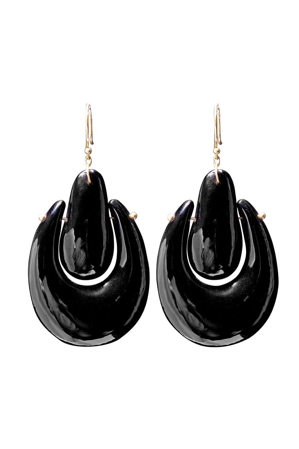 TEN THOUSAND THINGS-Black Onyx O'Keefe Earrings-YELLOW GOLD