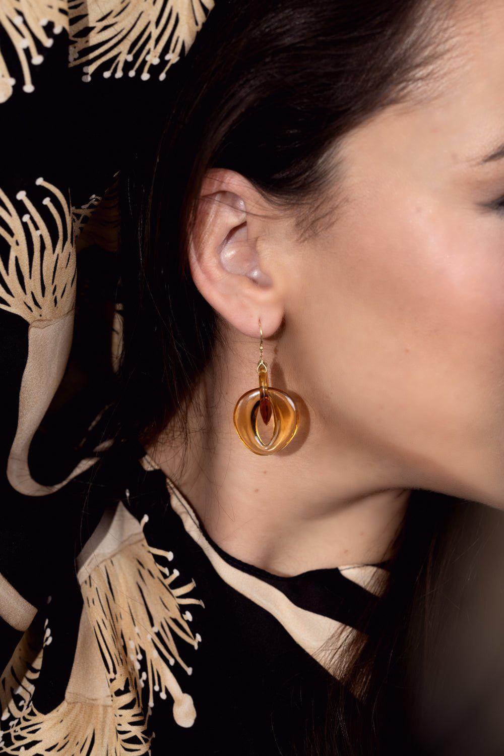 TEN THOUSAND THINGS-Citrine Peacock Earrings-YELLOW GOLD