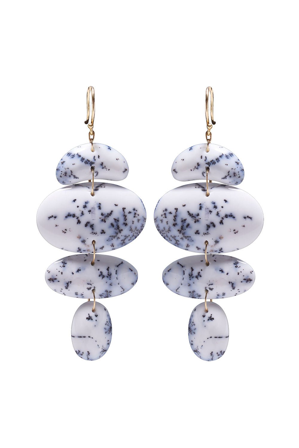 TEN THOUSAND THINGS-Dendritic Opal Oval Totems Earrings-YELLOW GOLD
