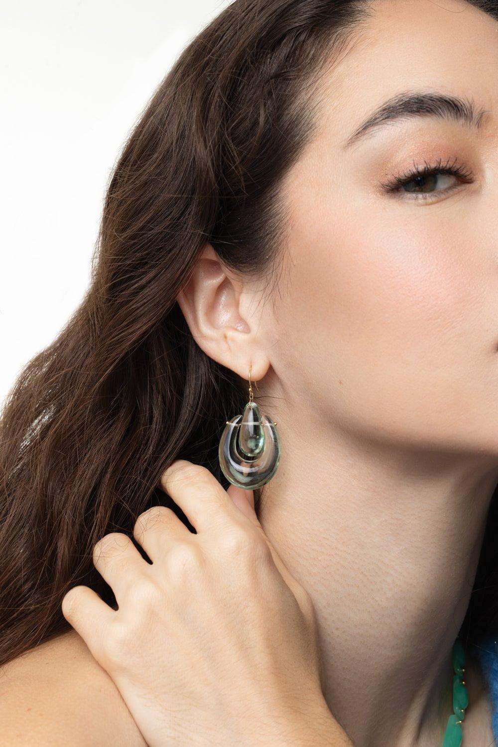 TEN THOUSAND THINGS-Green Amethyst Large O'Keeffe Earrings-YELLOW GOLD