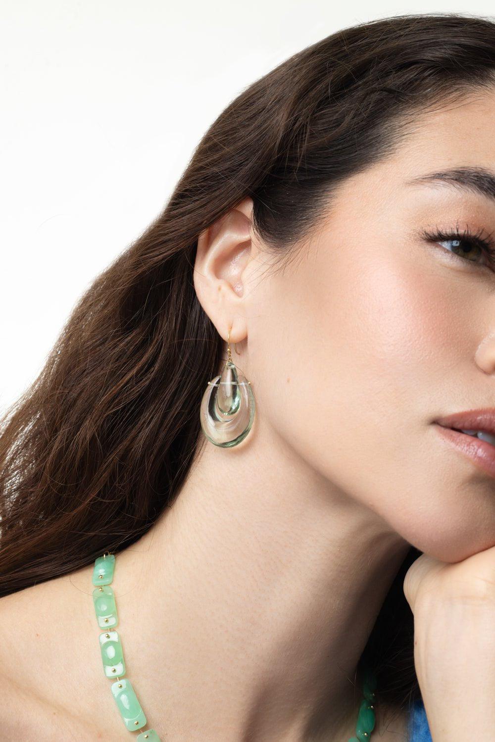 TEN THOUSAND THINGS-Green Amethyst Large O'Keeffe Earrings-YELLOW GOLD