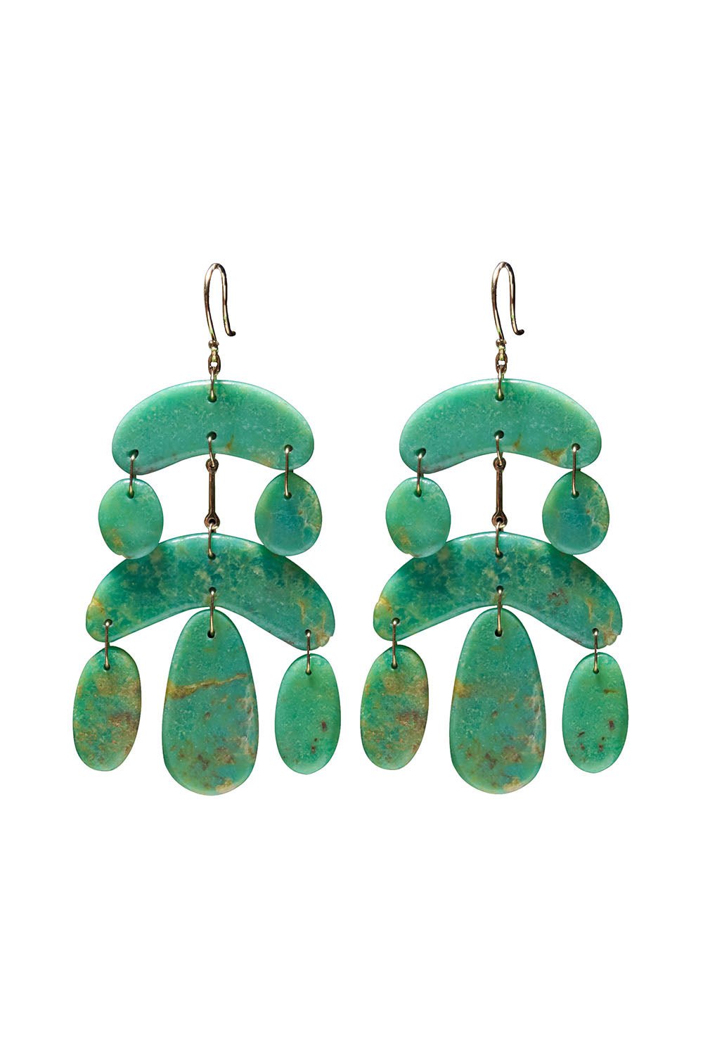 TEN THOUSAND THINGS-Green Turquoise Tiny Cut Stone Chandelier Earring-YELLOW GOLD
