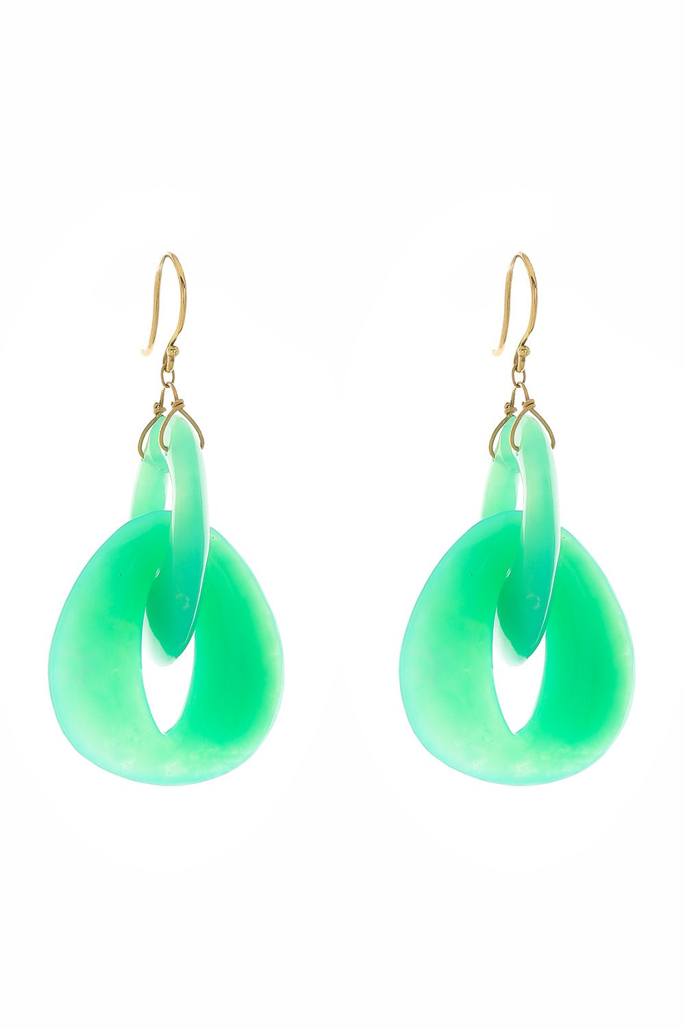 TEN THOUSAND THINGS-Interlocking Chrysoprase Peacock Eye Earrings-YELLOW GOLD