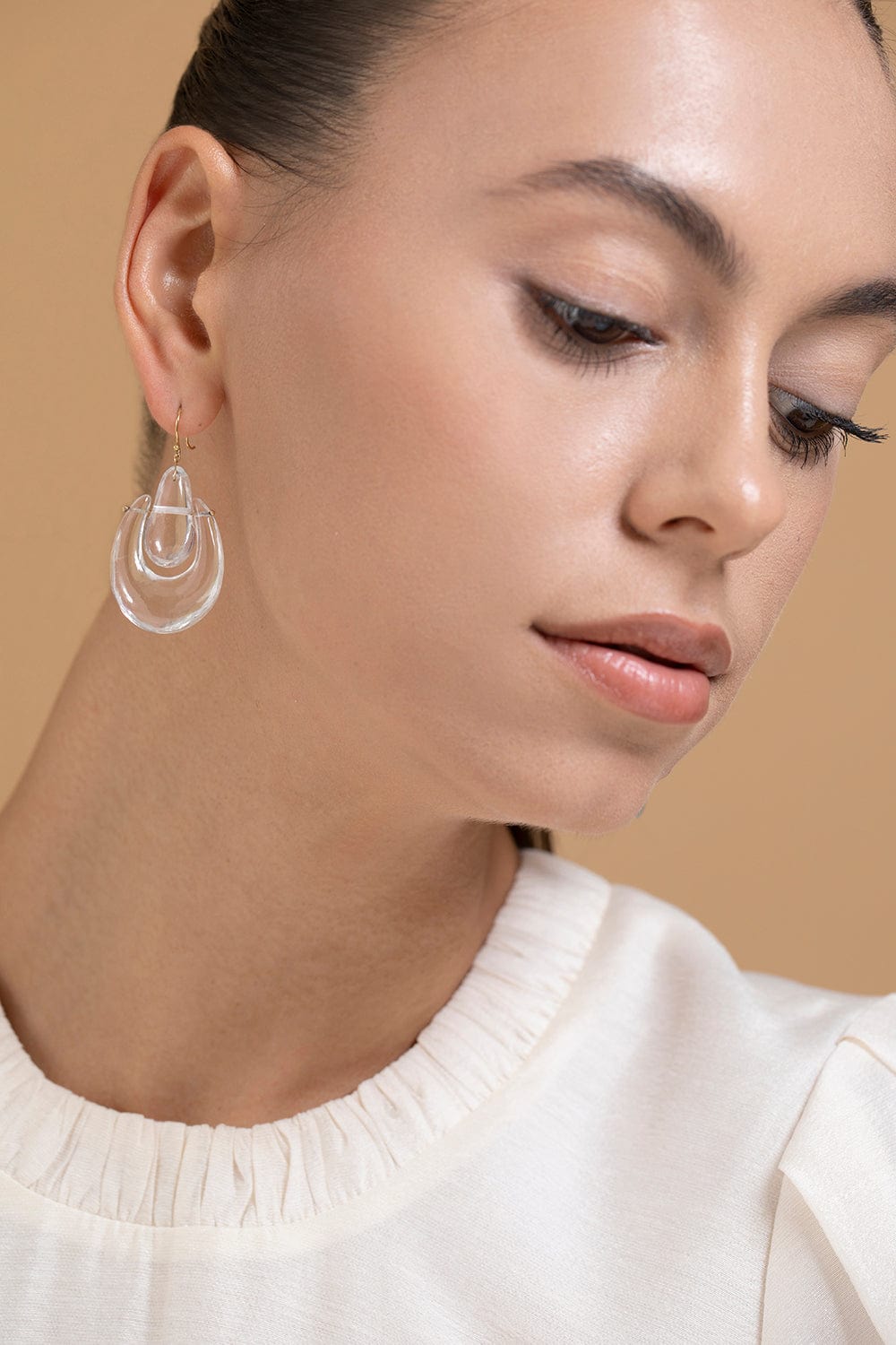 TEN THOUSAND THINGS-Large O'Keeffe Crystal Earrings-YELLOW GOLD