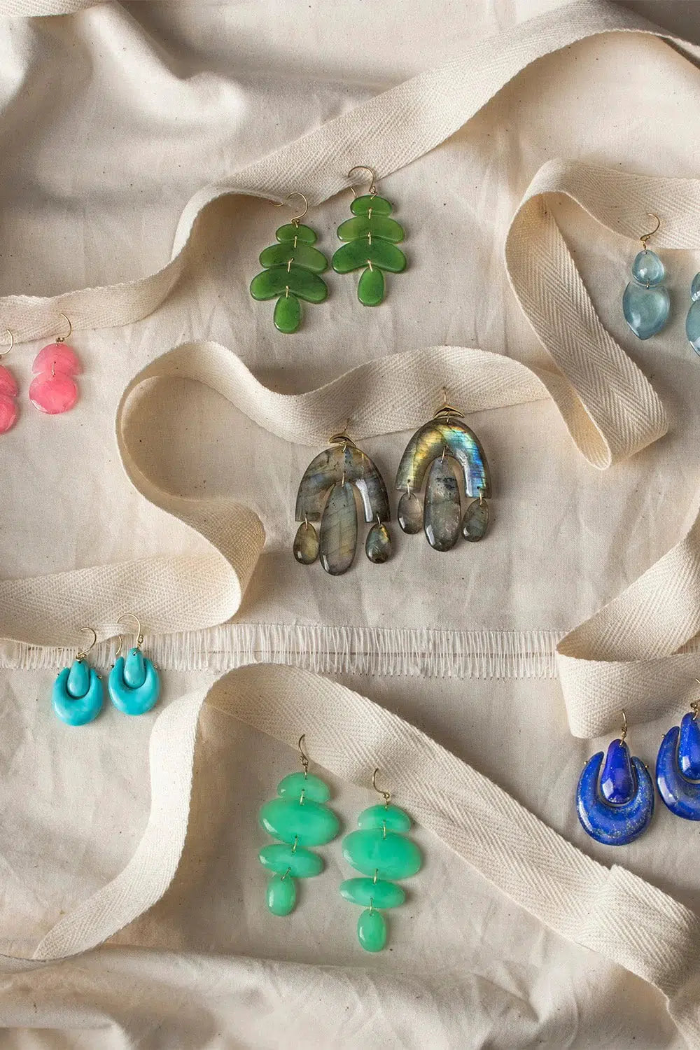TEN THOUSAND THINGS-Large O'Keeffe Lapis Earrings-YELLOW GOLD