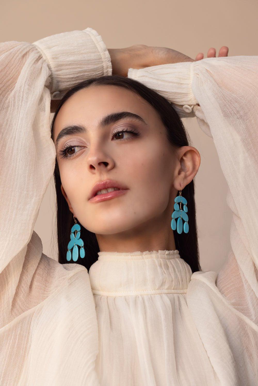 TEN THOUSAND THINGS-Mini Cut Stone Chandelier Earrings-YELLOW GOLD