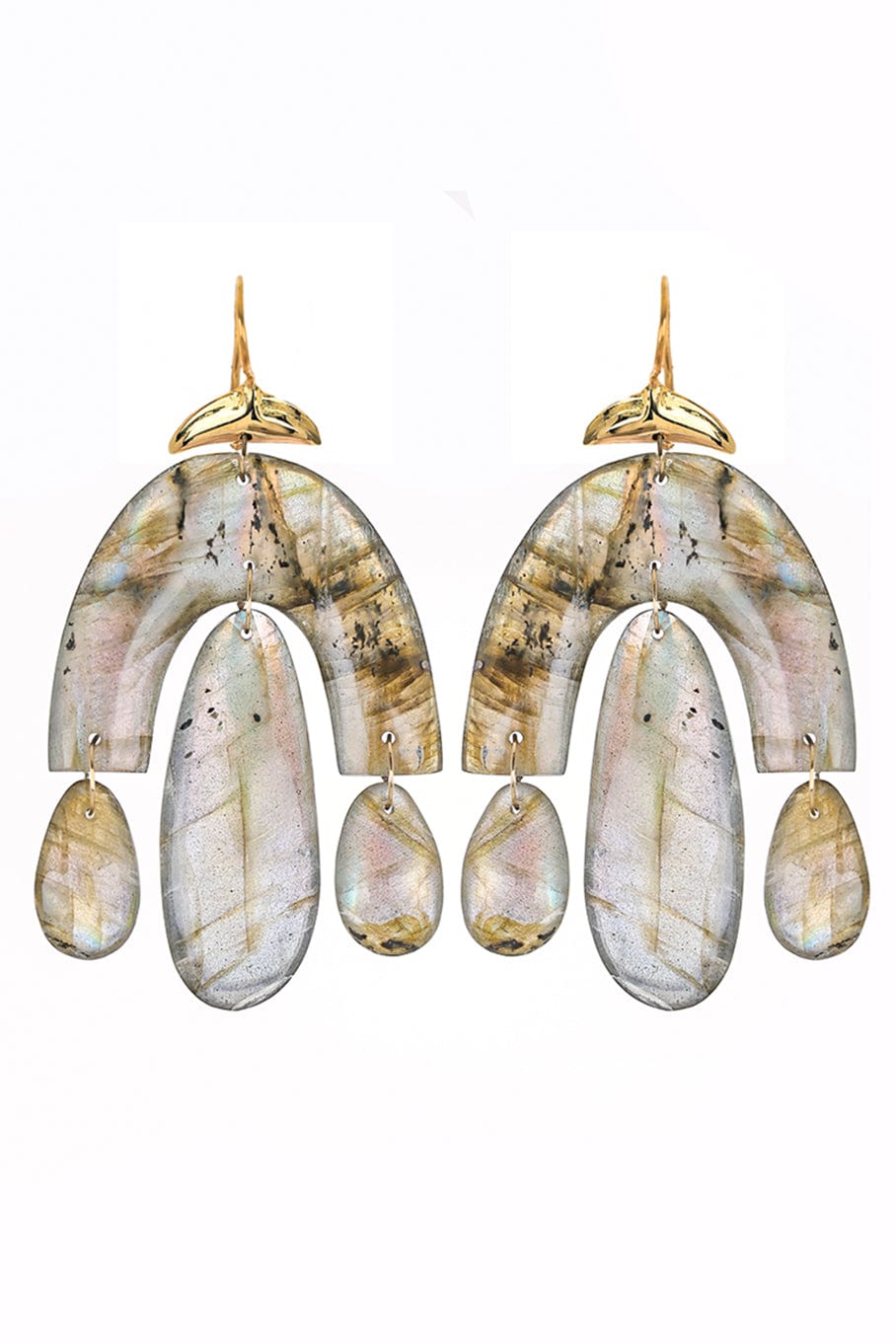 TEN THOUSAND THINGS-Mini Labradorite Chandelier Earrings-YELLOW GOLD
