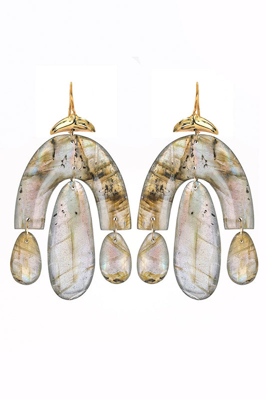 TEN THOUSAND THINGS-Mini Labradorite Chandelier Earrings-YELLOW GOLD