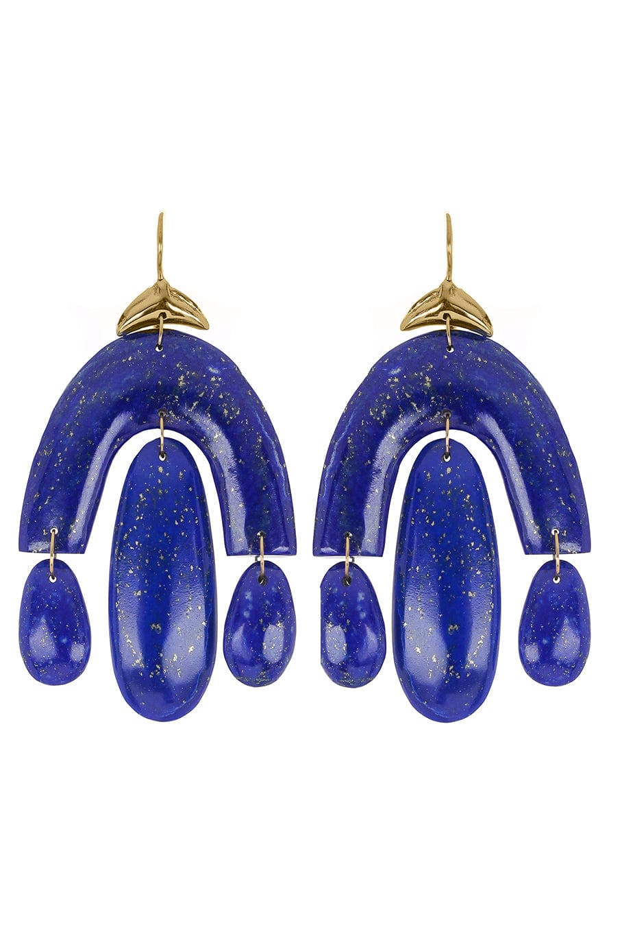 TEN THOUSAND THINGS-Mini Lapis Chandelier Earrings-YELLOW GOLD