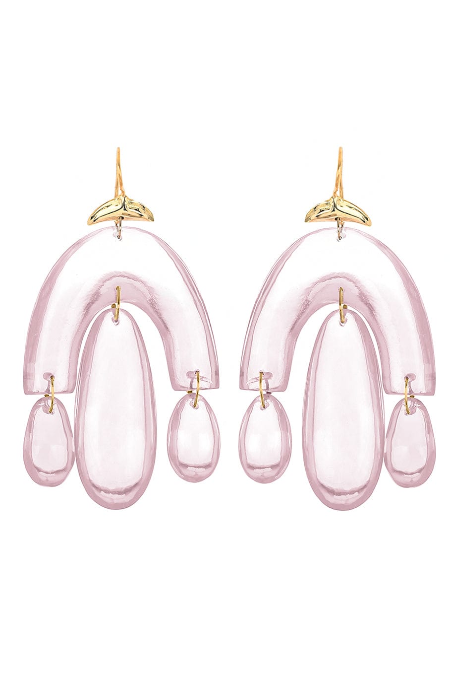 TEN THOUSAND THINGS-Mini Rose Quartz Chandelier Earrings-YELLOW GOLD
