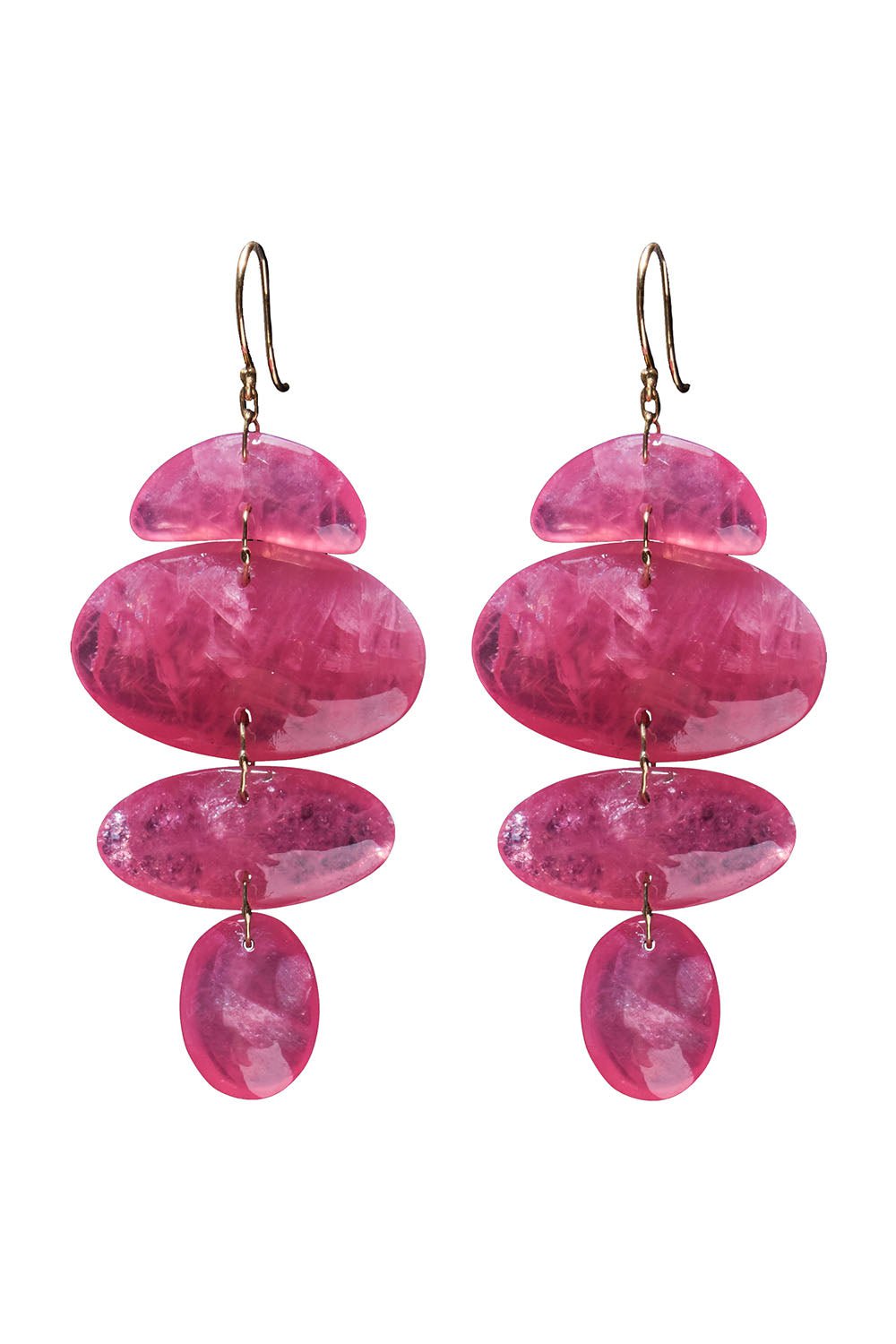 TEN THOUSAND THINGS-Rhodochrosite Oval Totem Earrings-YELLOW GOLD
