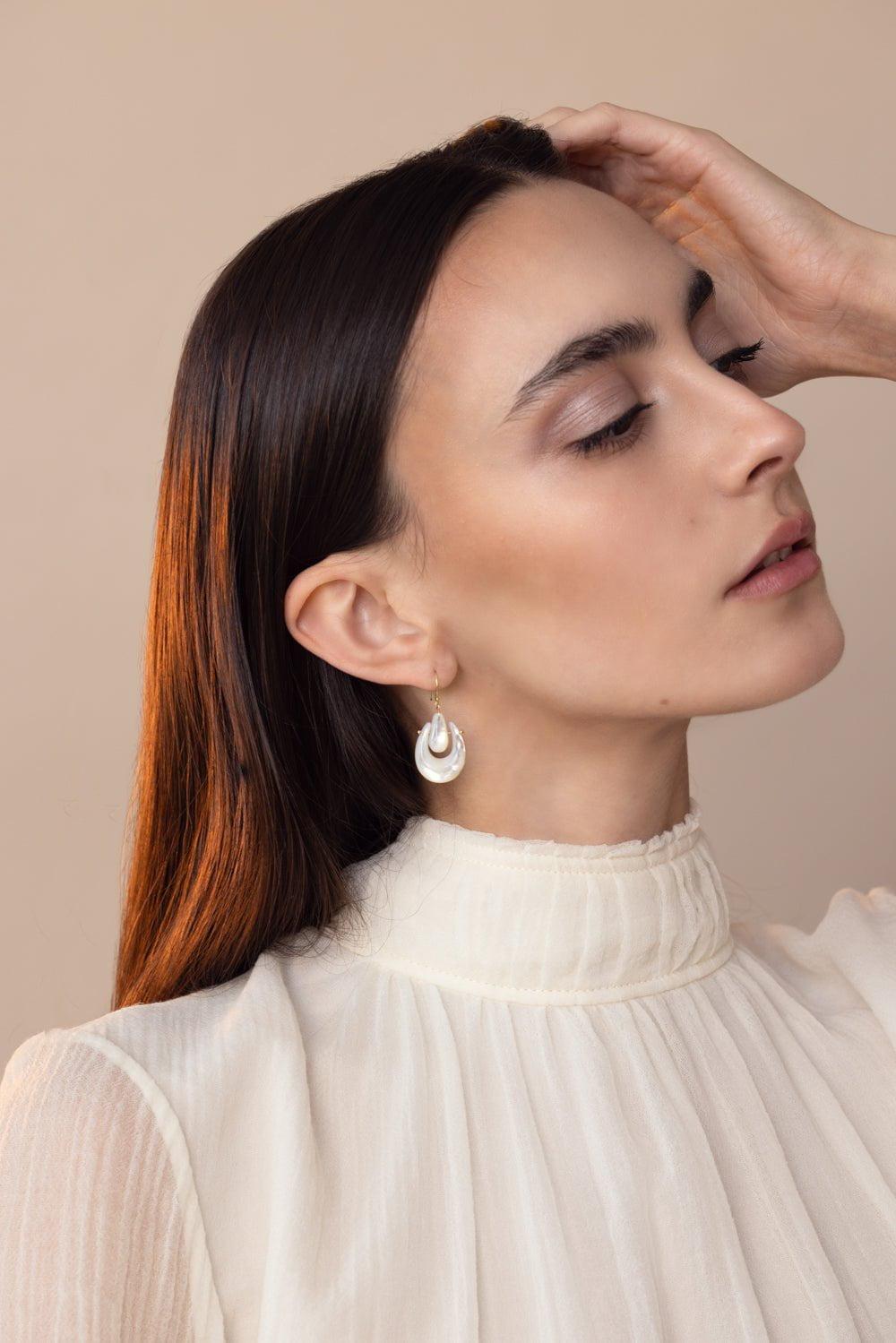 TEN THOUSAND THINGS-Small O'Keeffe Moonstone Earrings-YELLOW GOLD