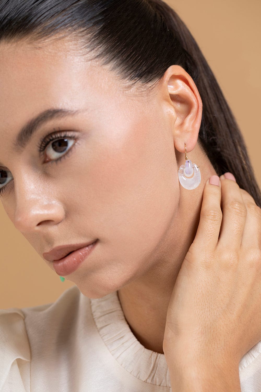 TEN THOUSAND THINGS-Small O'Keeffe Moonstone Earrings-YELLOW GOLD