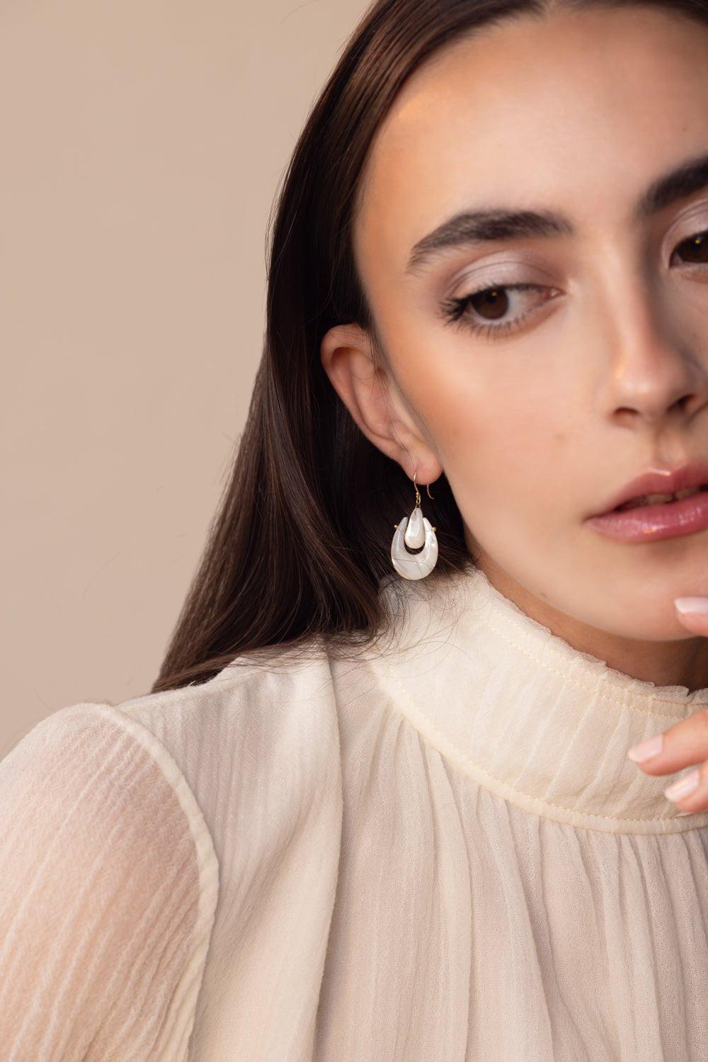 TEN THOUSAND THINGS-Small O'Keeffe Moonstone Earrings-YELLOW GOLD