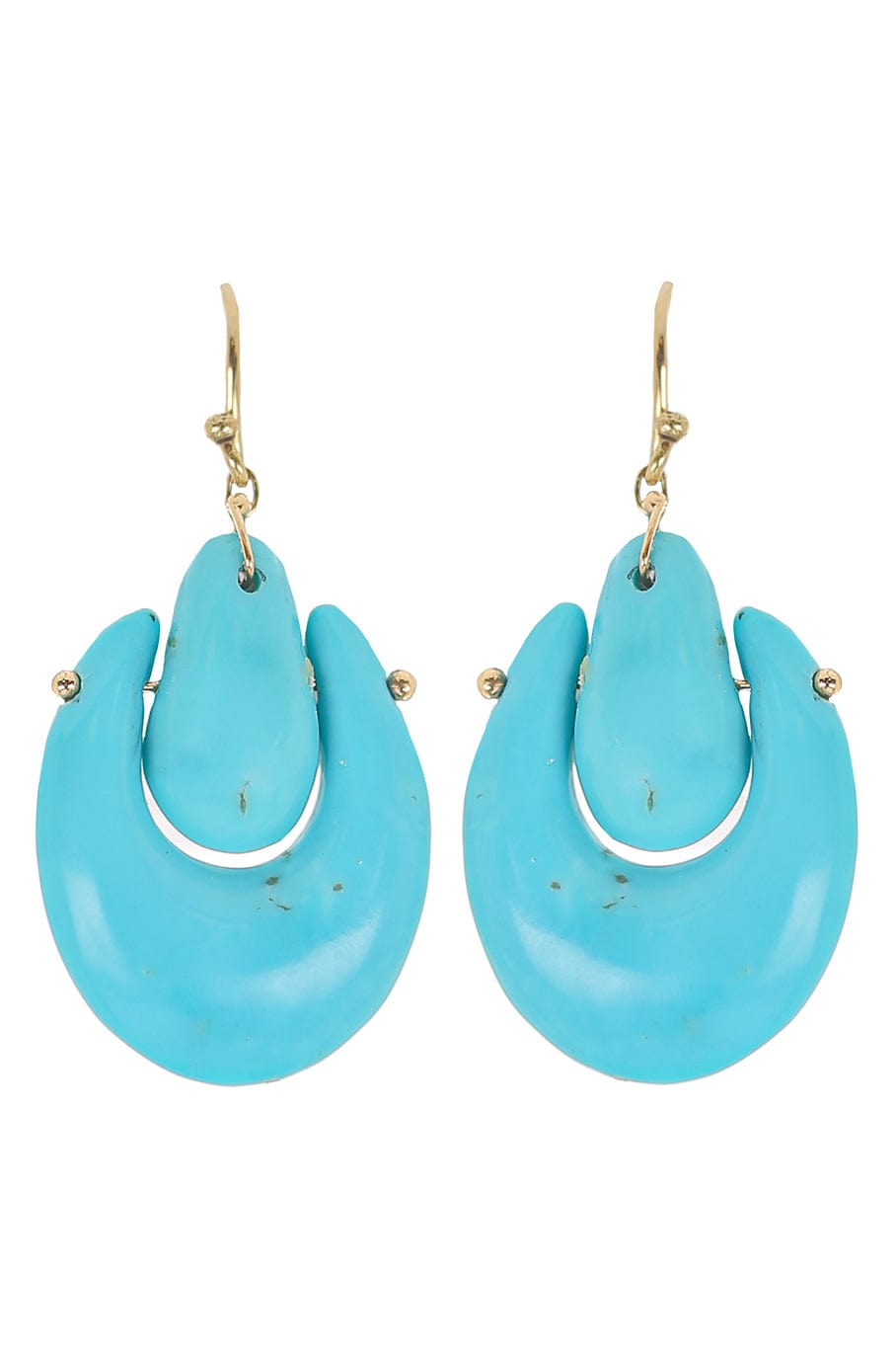 TEN THOUSAND THINGS-Small O'Keeffe Turquoise Earrings-YELLOW GOLD