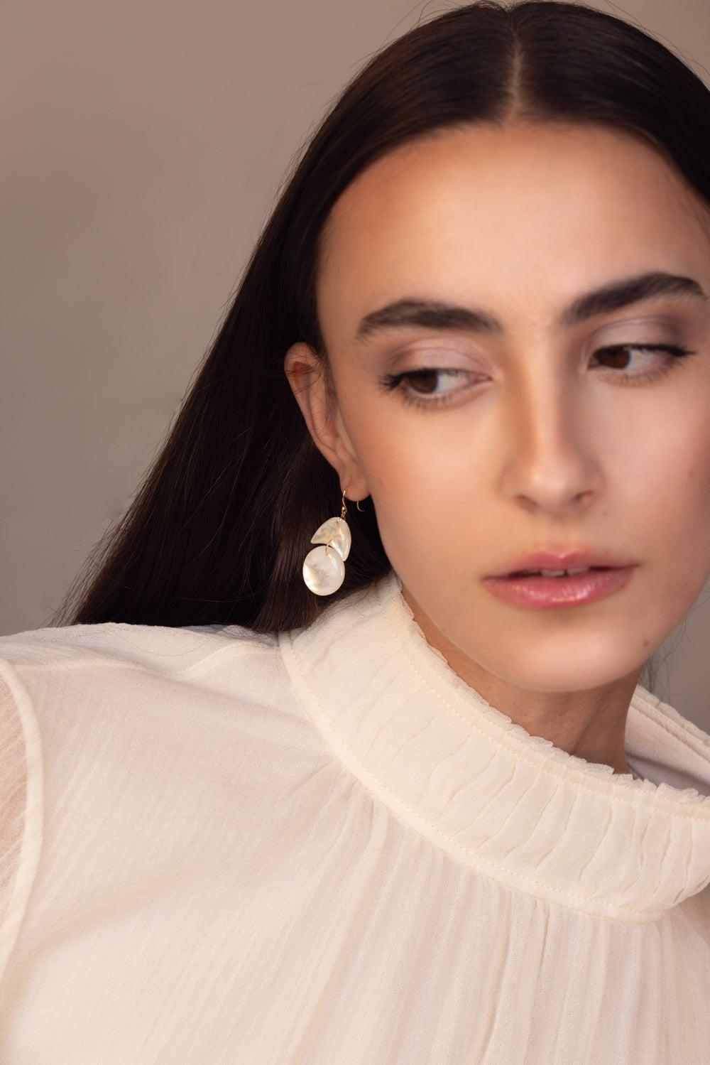 TEN THOUSAND THINGS-Tiny Arp Pearl Earrings-YELLOW GOLD
