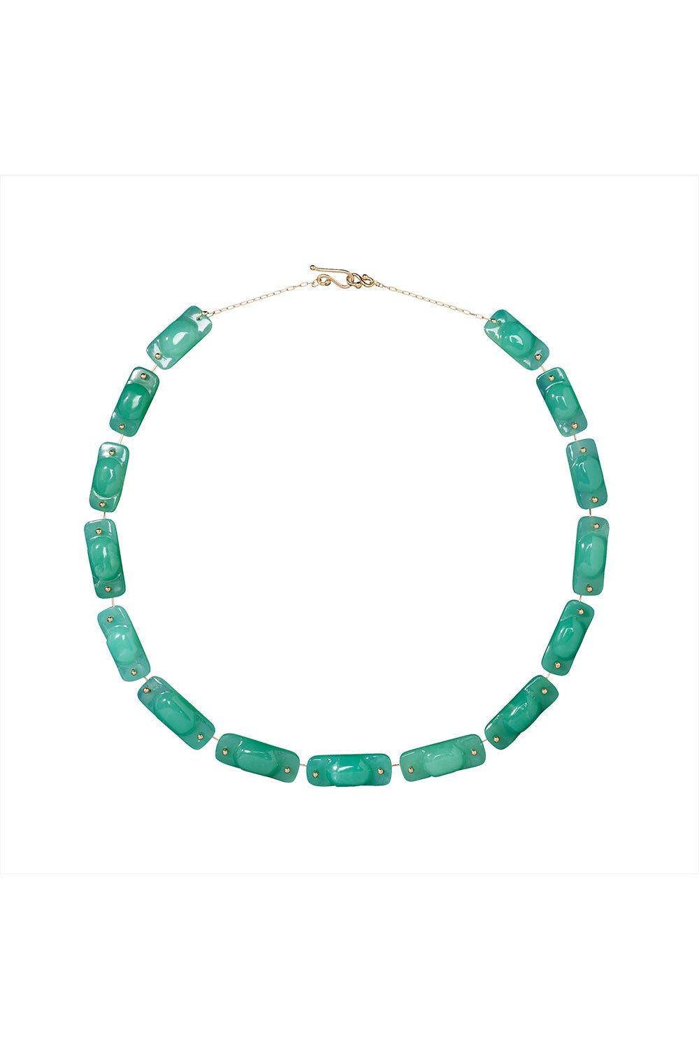 TEN THOUSAND THINGS-Chrysoprase Stone Tiles Necklace-YELLOW GOLD