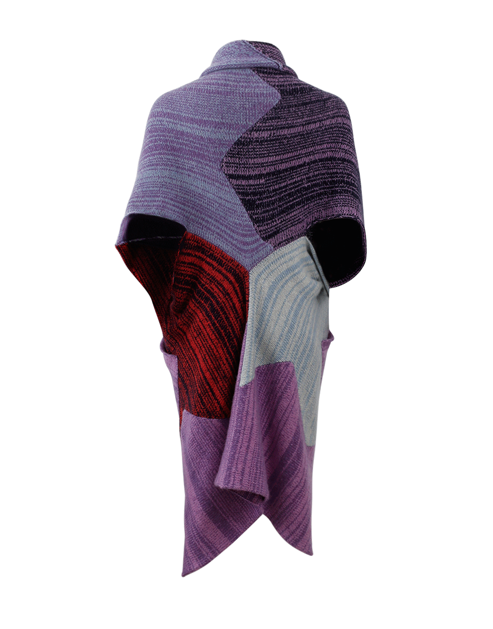 THE ELDER STATESMAN-Zig Zag U-Poncho-BLU/PRPL