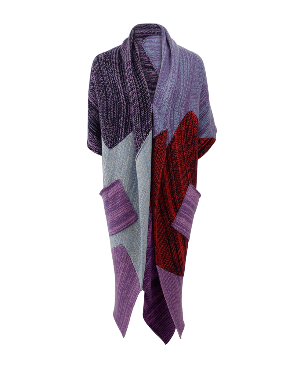 THE ELDER STATESMAN-Zig Zag U-Poncho-BLU/PRPL