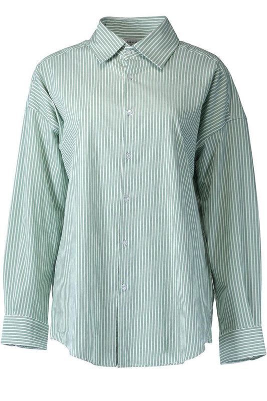Sunday Shirt - Green White-STRIPE-1-CLOTHINGTOPBLOUSE-The Lady & The Sailor x Marissa Collections