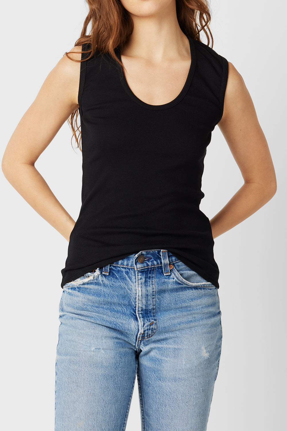 Ribbed Scoopneck Tank - Black-BLACK-0-CLOTHINGTOPTANK-The Lady & The Sailor x Marissa Collections