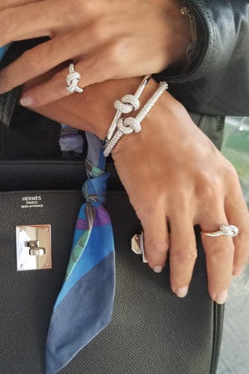 THE LOVE KNOT BY CORALIE-All Diamond Love Knot Bracelet-WHITE GOLD
