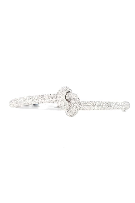 THE LOVE KNOT BY CORALIE-All Diamond Love Knot Bracelet-WHITE GOLD