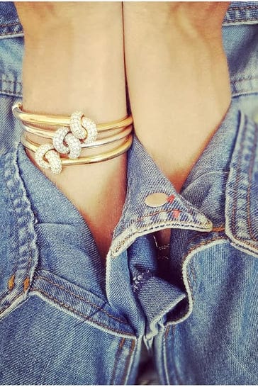 THE LOVE KNOT BY CORALIE-Diamond Love Knot Bracelet-WHITE GOLD