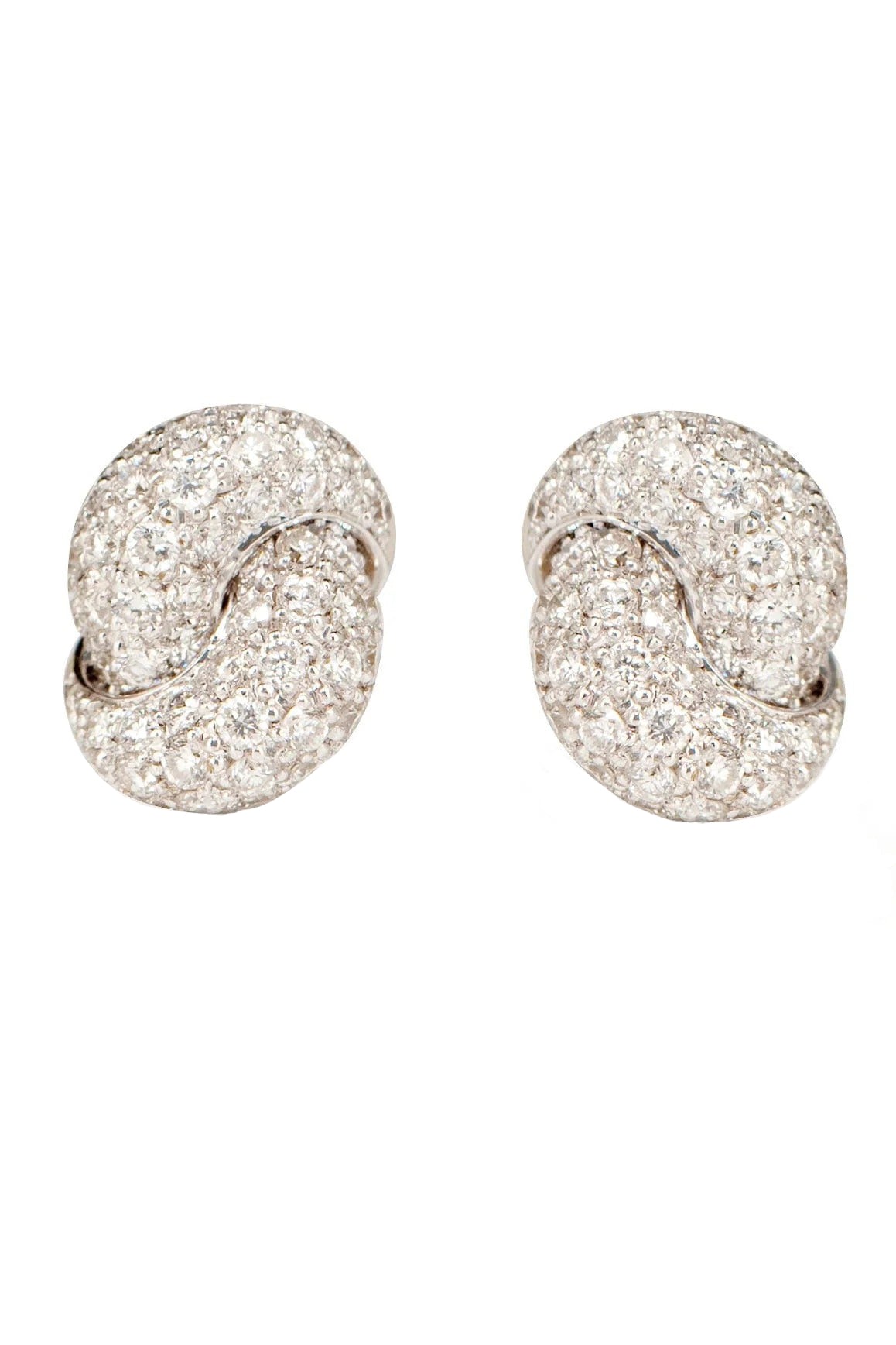 THE LOVE KNOT BY CORALIE-Large Diamond Love Knot Earrings-WHITE GOLD