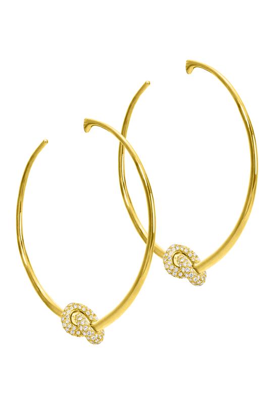 THE LOVE KNOT BY CORALIE-Diamond Love Knot Hoops-YELLOW GOLD