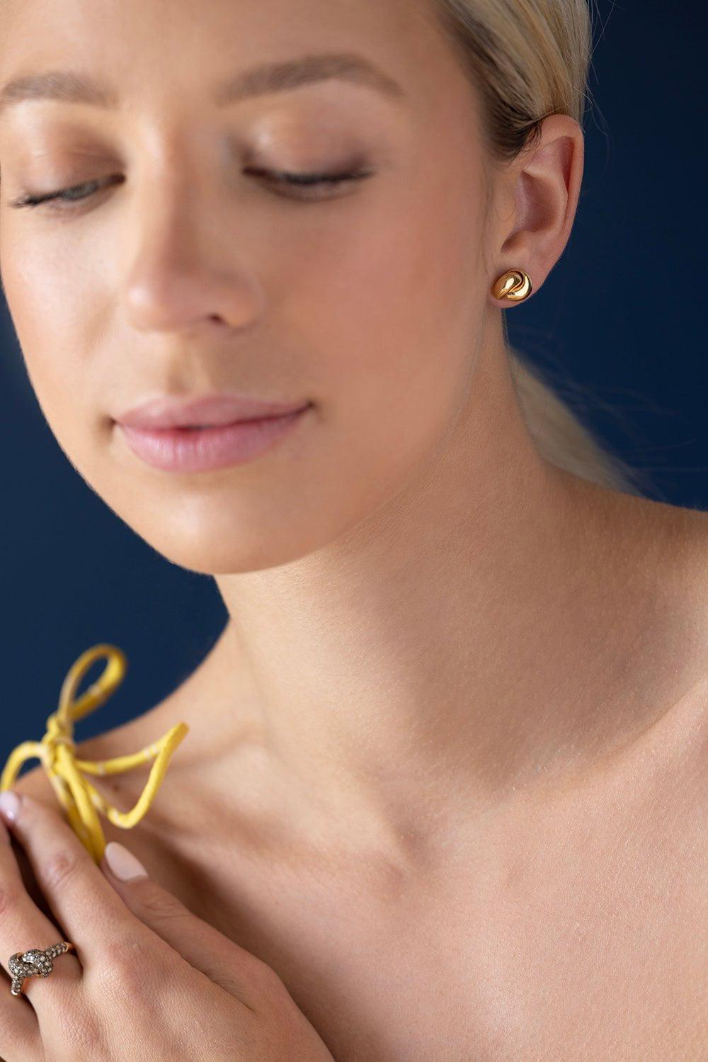 THE LOVE KNOT BY CORALIE-Gold Love Knot Earrings-YELLOW GOLD