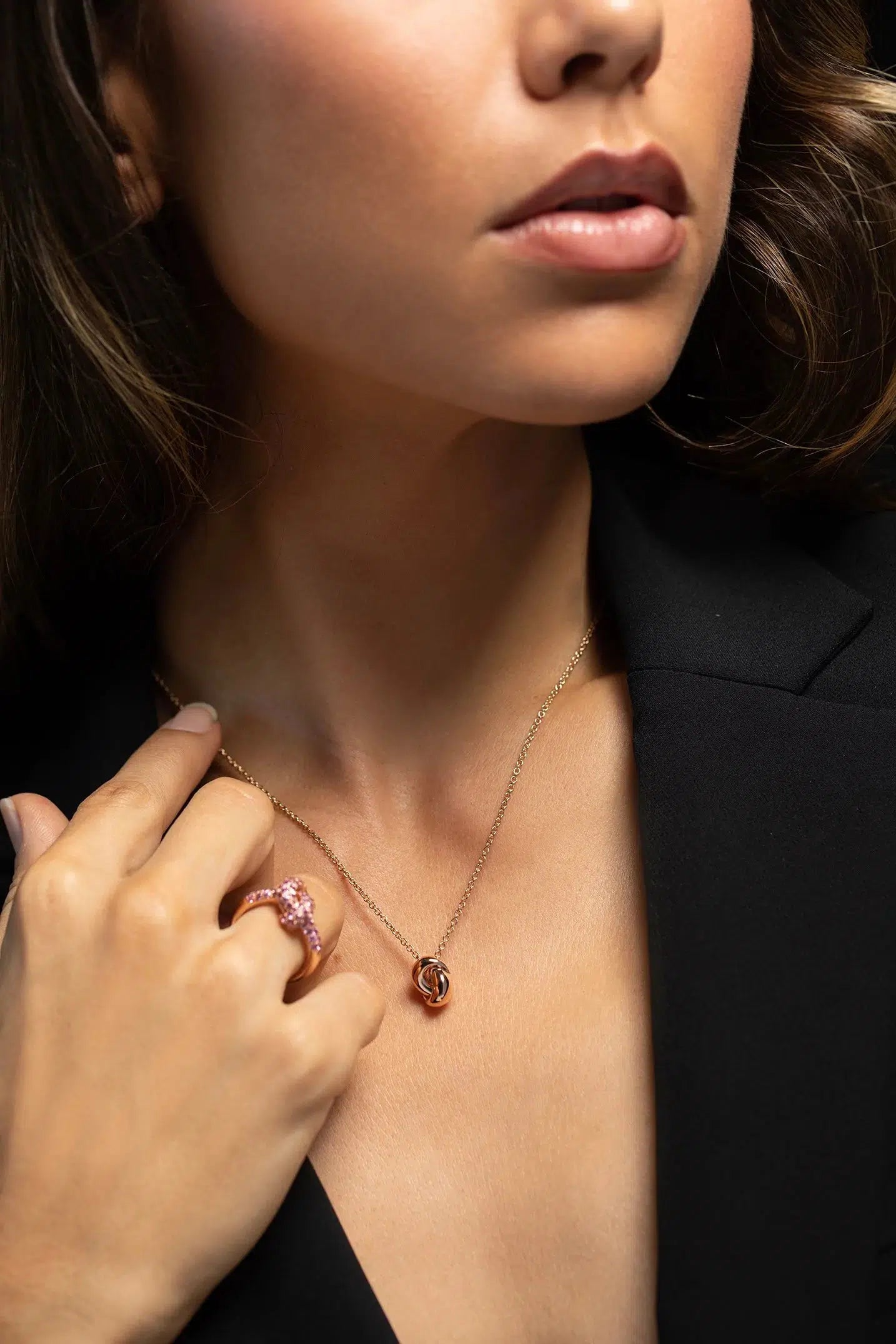 THE LOVE KNOT BY CORALIE-Knot Necklace-ROSE GOLD