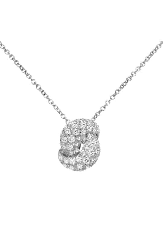 THE LOVE KNOT BY CORALIE-Diamond Pendant Necklace-WHITE GOLD