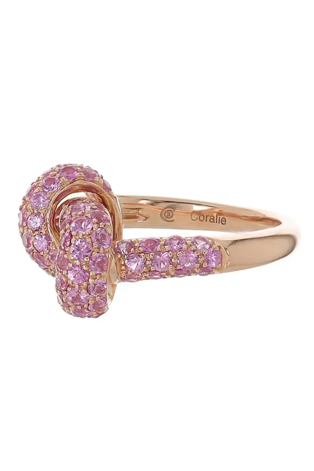 Pink Sapphire Knot Ring-ROSE GOLD-5-JEWELRYFINE JEWELRING-THE LOVE KNOT BY CORALIE