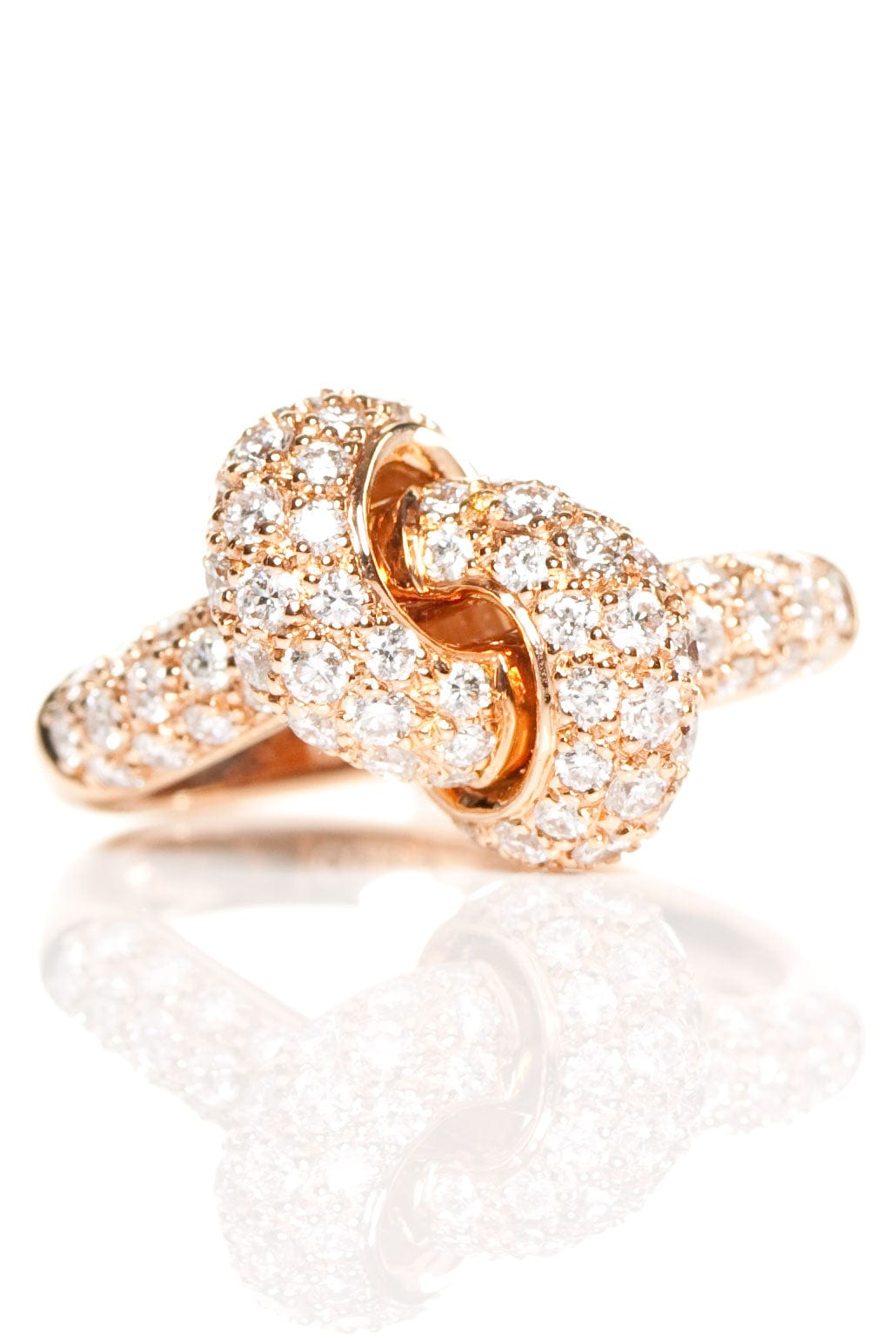 THE LOVE KNOT BY CORALIE-Rose Gold Diamond Love Knot Ring-ROSE GOLD