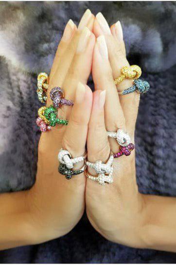 THE LOVE KNOT BY CORALIE-Ruby Love Knot Ring-YELLOW GOLD
