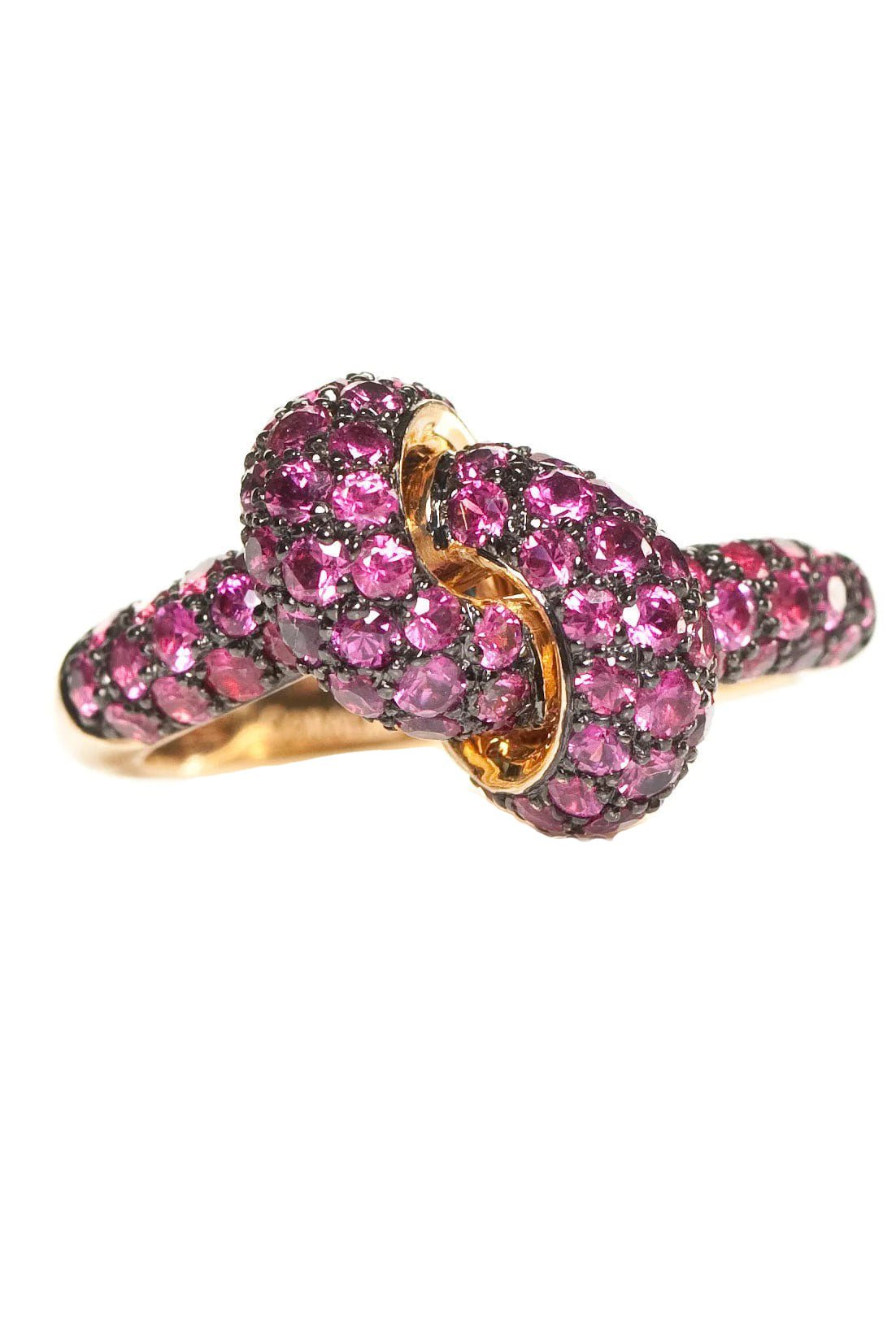 THE LOVE KNOT BY CORALIE-Ruby Love Knot Ring-YELLOW GOLD